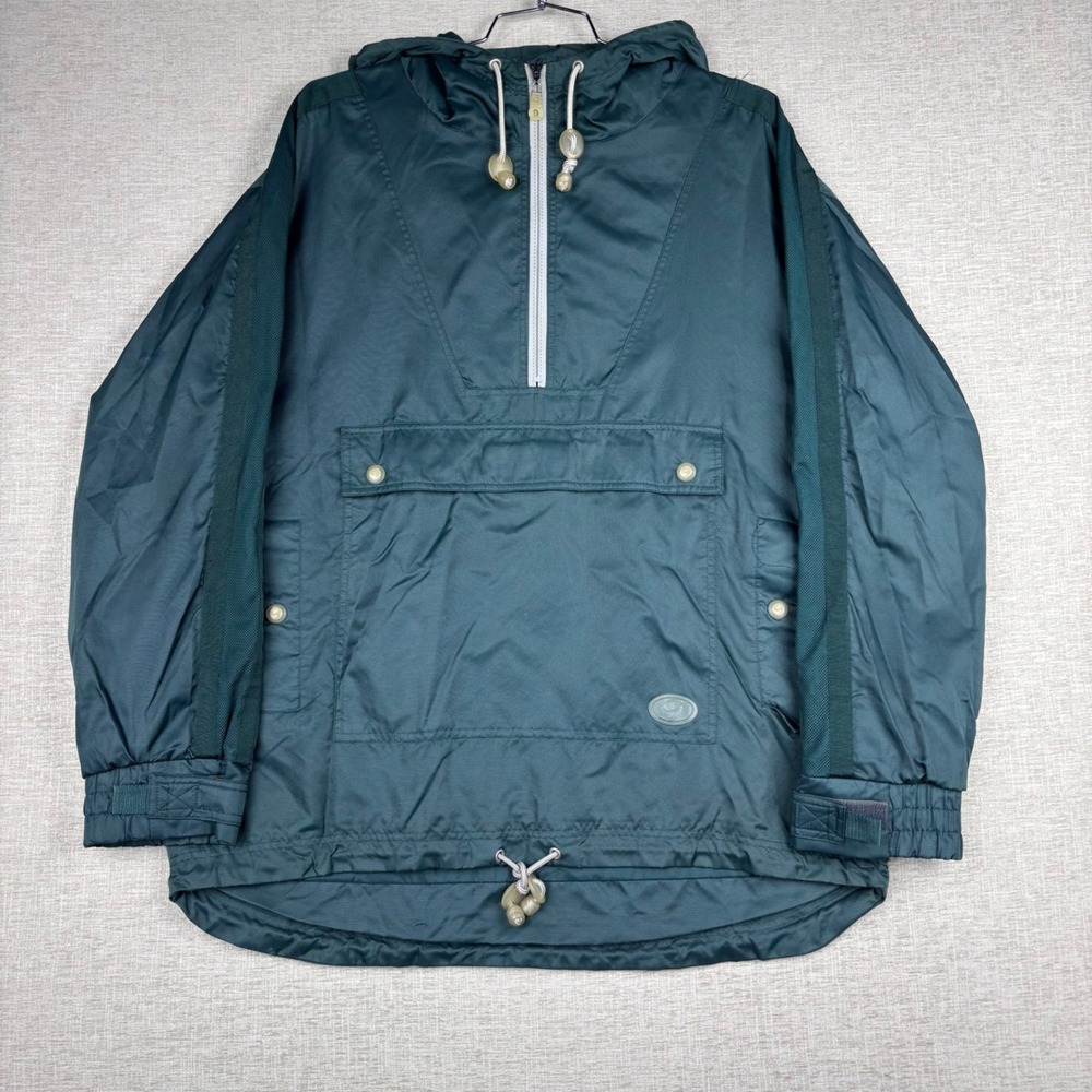 Vintage Gap Anorak Windbreaker Jacket Mens Large Green Half Zip Hooded Pullover